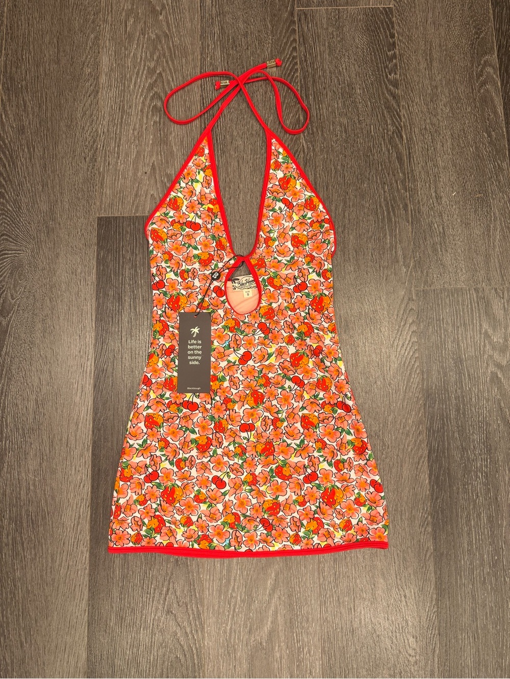 Blackbough Orange Floral Halter Mini Dress